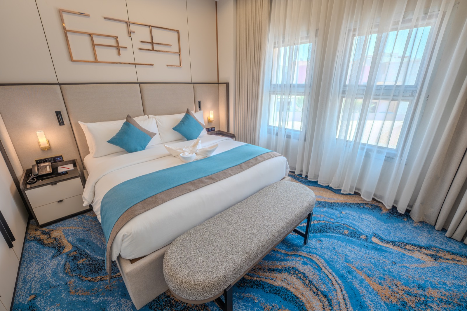 The Classic Room bed seen from the window wall